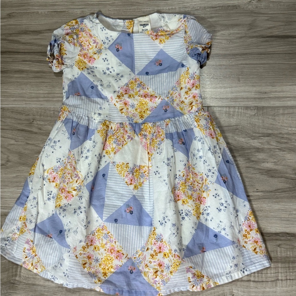 OshKosh B'gosh Blue and Yellow Patchwork Dress - Picture 2 of 6